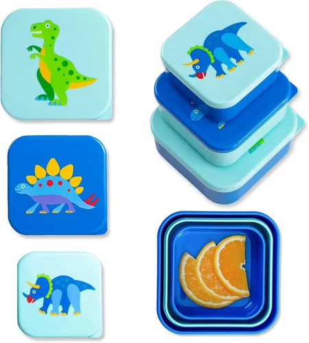Wildkin Juego de 3 recipientes de comida anidables para niños, apilables, herméticos y sin BPA, aptos para lavavajillas, para la escuela y viajes,
