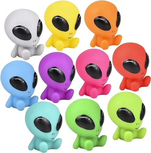 ArtCreativity Extraterrestres galácticos de goma, juego de 10, juguetes alienígenas para niños en varios colores, ideales como recuerdos de fiesta