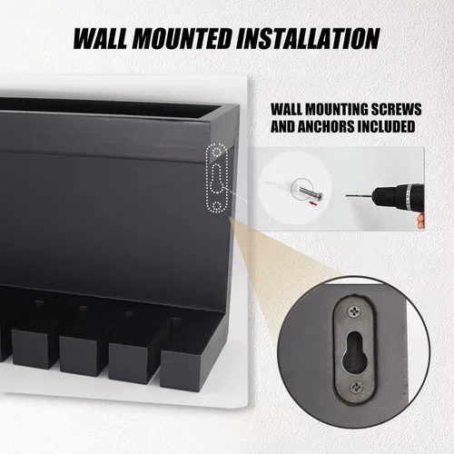 Miniatura 4 de Yamahiko Organizador de cinturón, colgador de pared con doble estantería, estante universal para hombres y mujeres, color negro