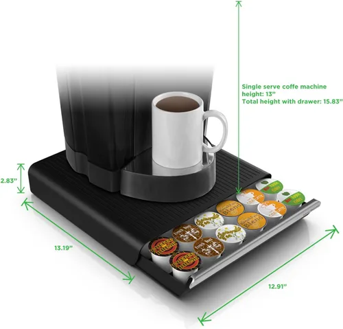 Miniatura 3 de Mind Reader "Hero único Serve monodosis de café cajón de almacenamiento, Holds 36 K-Cup, 42 CBTL/Verismo/ Dolce Gusto, Negro