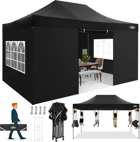 Miniatura 31 de COBIZI Tienda de campaña desplegable de 6.6 x 6.6 pies, toldo resistente, fácil de instalar, impermeable, para exteriores, fiestas, playa, jardín