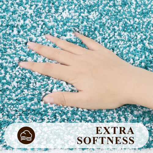 Miniatura 3 de Pauwer Juego de baño, alfombras de baño antideslizantes, alfombras de ducha absorbentes para suelo de baño, bañera y ducha, color azul aguamarina