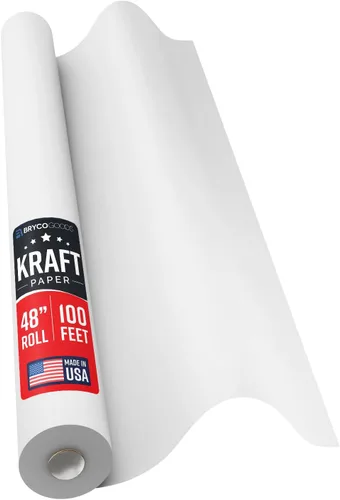 Miniatura 13 de Bryco Goods Papel de regalo blanco de 18 x 1200 pulgadas (100 pies), rollo de papel kraft para pintura, dibujo, pancarta, tablón de anuncios, uso