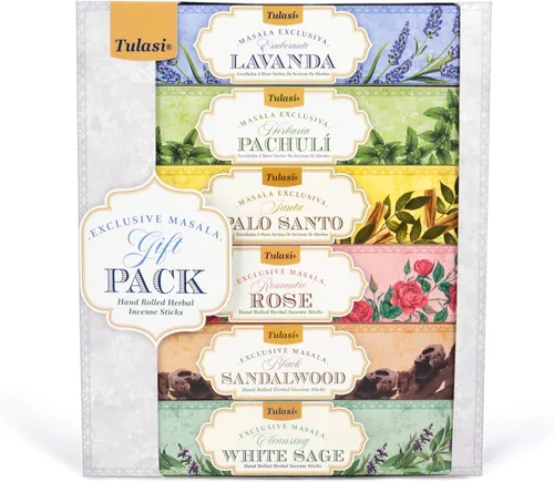 Miniatura 13 de Tulasi Nag Champa - Varitas de incienso surtidas/paquete variado – 180 varillas enrolladas a mano, 12 aromas naturales Sándalo, lavanda, vainilla