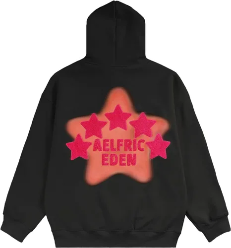Miniatura 2 de Aelfric Eden Sudaderas con capucha para mujer, con estampado de estrellas rosadas, unisex, de gran tamaño, manga larga, bolsillo