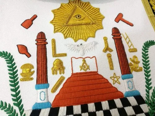 Miniatura 3 de BRICKS MASONS Master Mason Blue Lodge - Delantal cuadrado de chenilla negra y brújula G