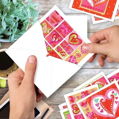 Miniatura 6 de The Best Card Company - 10 tarjetas de notas de corazón en blanco en caja (4 x 5.12 pulgadas) - Surtido de tarjetas de amor sinceras para todas