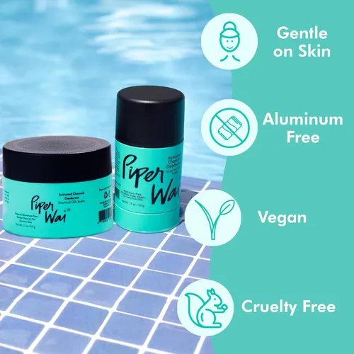 Miniatura 6 de PiperWai Desodorante natural con carbón activado Protección contra olores, vegano, sin aluminio, producto Shark Tank para mujeres y hombres