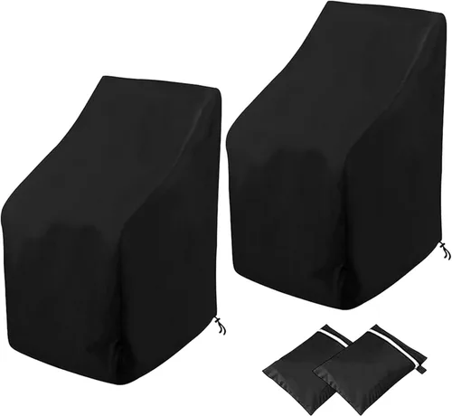 Miniatura 9 de Funda para Silla Apilable de Exterior Impermeable, Uranshin Fundas para Muebles de Patio Exterior Sillas Apiladas 210D, Fundas para Sillas