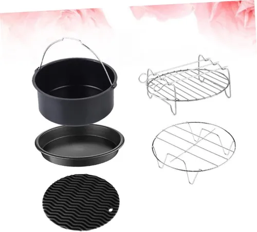 Miniatura 6 de Juego de 5 piezas de sartén de parrilla para horno, accesorios de parrilla redonda, bandeja para hornear, sartén redonda, kit de olla para pizza