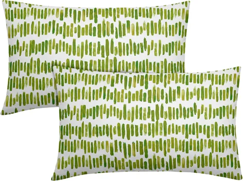Miniatura 21 de Juego de 2 fundas de almohada de rayas negras para exteriores, 16 x 16 pulgadas, diseño geométrico de rayas abstractas, algodón y lino, cuadradas