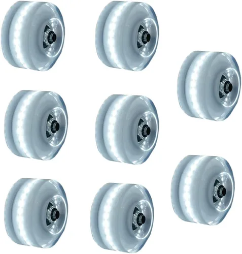 Miniatura 8 de Paquete de 8 ruedas de patinaje con luces de 2.283 x 1.260 in con rodamientos para patines cuádruples o accesorios para patinaje de doble fila