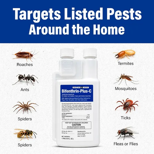 Miniatura 3 de Bifenthrin Plus-C Insecticida (16 onzas) – Mata cucarachas infestación interior, tratamiento de termitas, control de hormigas y avispas – Control