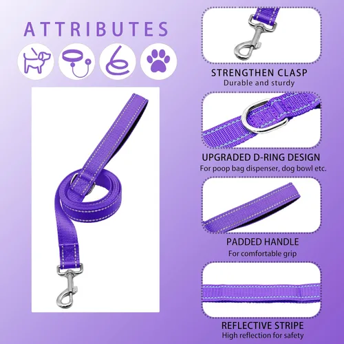 Miniatura 3 de collar reflectante para perros con hebilla de cierre de seguridad, collares de nailon ajustables, suaves y transpirables para perros pequeños
