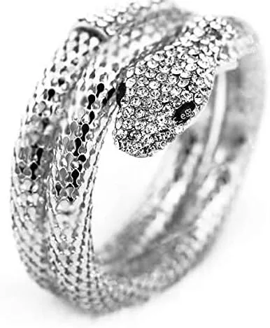 Miniatura 2 de Mandy Xia Pulsera de diamantes de imitación punk curvados y elásticos de serpiente para mujer y mujer, Aleación de zinc