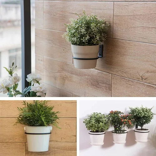 Miniatura 3 de Anillo de soporte para plantas de 4 pulgadas montado en la pared, paquete de 6 ganchos de metal para macetas, soporte para colgar plantas