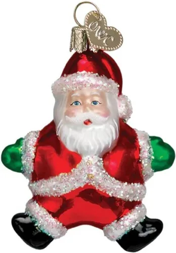 Old World Christmas - Adorno de Santa tonto pequeño de vidrio soplado para árbol de Navidad, decoración festiva hecha a mano, colección de Santa