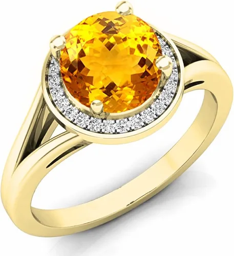 Miniatura 149 de Dazzlingrock Collection Anillo de compromiso redondo de 0.276 in con halo de diamante blanco y vástago dividido para ella en oro macizo de 14