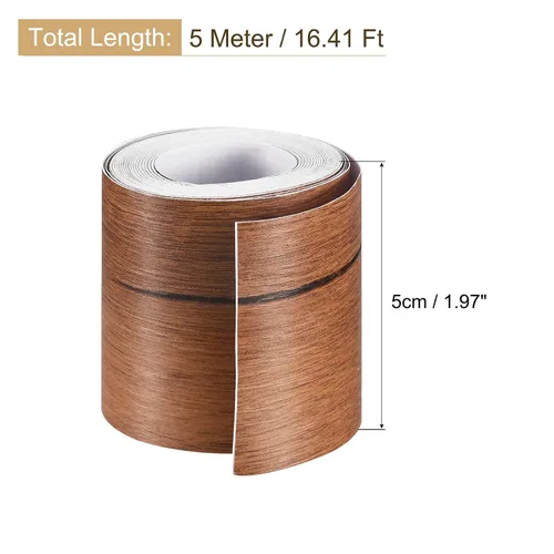 Miniatura 2 de uxcell Cinta de grano de madera, 1.97 pulgadas x 16.41 pies, adhesivo de papel de pared autoadhesivo para pared, esquina, mesa, puerta, sofá, rojo