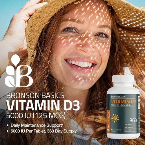 Miniatura 3 de Bronson Vitamina D3 5000iu (125mcg) Suministro de 1 año para una función muscular saludable y apoyo inmunológico, sin OMG, 360 tabletas