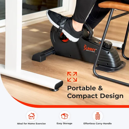 Miniatura 5 de Sunny Health & Fitness 2-in-1 Smart Magnetic Pedal Exerciser, Compact Indoor Under-Desk Mini Exercise Bike for Full Body Cardio Workout and Physical