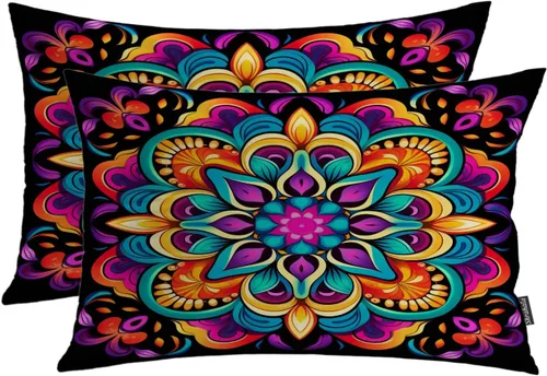 Miniatura 82 de Shrahala Funda de almohada decorativa de castillo oscuro de Halloween, casa con murciélagos de bruja, esqueleto, funda de almohada cuadrada mezclada