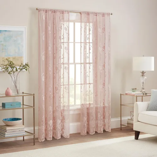 Miniatura 2 de Waverly Sherry Cortina de encaje ligera y elegante con bolsillo para varilla, cortina de ventana floral para sala de estar (1 panel), 54 x 63