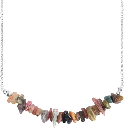 Thecraftman - Collar de barra de cristales de turmalina natural con dije de piedras preciosas con cadena chapada en plata, joyería curativa de