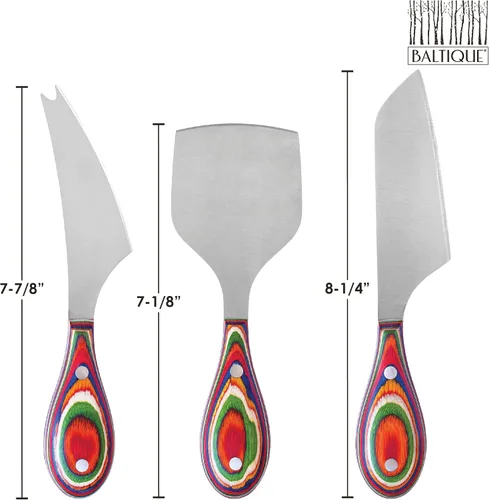 Miniatura 9 de Totally Bamboo Baltique Marrakesh Collection - Juego de cuchillos de queso de 3 piezas, cuchillos de queso de acero inoxidable con asas de madera