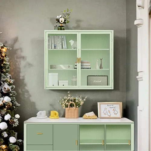 Miniatura 9 de Armario con puertas de cristal, gabinete de baño boticario de 27.56 pulgadas, aparador buffet con 2 puertas y estantes ajustables, gabinetes