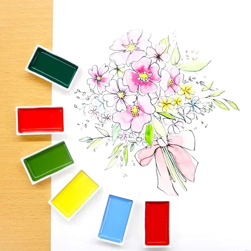Miniatura 6 de Kuretake GANSAI TAMBI - Juego de pintura de acuarela de 48 colores, suministros de arte de calidad profesional para artistas, dibujos, bocetos,