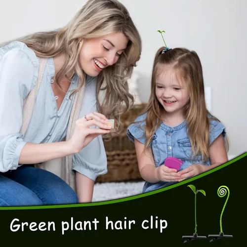 Miniatura 7 de Juego de 30 pinzas para el cabello con brotes de frijoles, bonitos pasadores de pelo de plantas verdes para mujeres, niñas y niños, horquillas