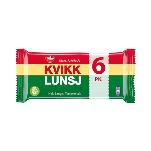 Kvikk Lunsj Freia Norwegian Melkesjokolade - Obleas de chocolate con leche, paquete de 2 x 3 unidades. Dulces de comida escandinava, regalos