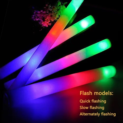 Miniatura 6 de Varillas brillantes a granel, 200 varillas de espuma LED que brillan en la oscuridad, suministros de fiesta con 3 modos de parpadeo colorido