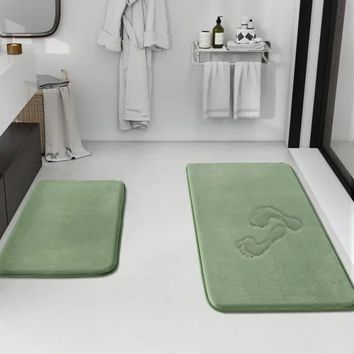Miniatura 20 de HUXMEYSON Juego de alfombras de baño de 2 piezas, juego de alfombrillas antideslizantes y de secado rápido, alfombras de baño ultra suaves de Negro