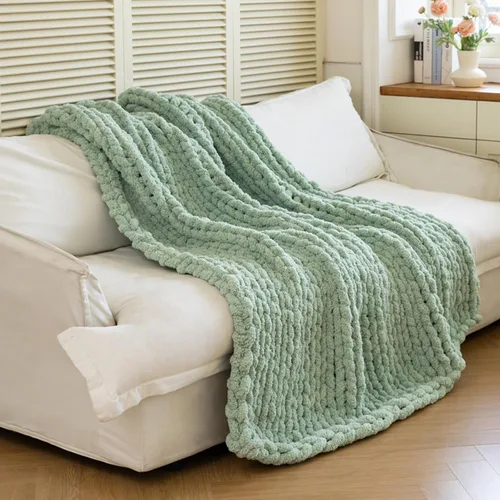 Miniatura 9 de Manta de Punto Grueso - Manta de Tiro Suave y Acogedora de Lujo 40 * 50, Manta 100% Tejida con Nudo de Cuerda para Sofá, Sofá, Decoración del Hogar