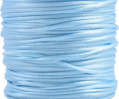 Miniatura 2 de KONMAY 80 Yardas 1.0mm Cordón Rattail de Nylon Satén Seda Trim Hilo para Cuentas para Nudos Chinos, Kumihimo, Trabajo con Cuentas, Macramé, 2-Azul