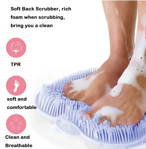 Miniatura 4 de YVPSI Limpiador de pies y espalda para ducha, almohadilla de masaje montada en la pared, cepillo de masaje de baño de silicona con ventosas para Azul