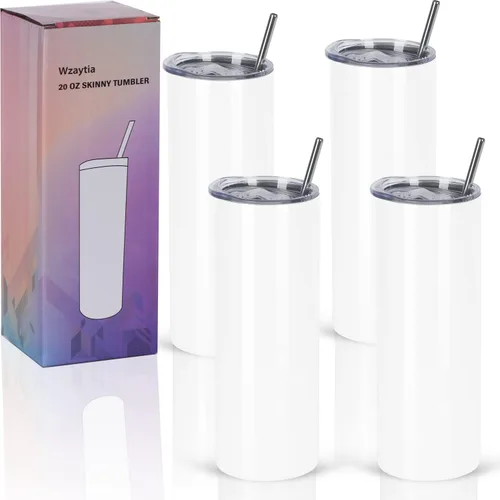 Miniatura 11 de Paquete de 4 vasos delgados de 20 onzas, juego de vasos delgados de acero inoxidable en caja de regalo individual, 20 onzas de capacidad, vaso