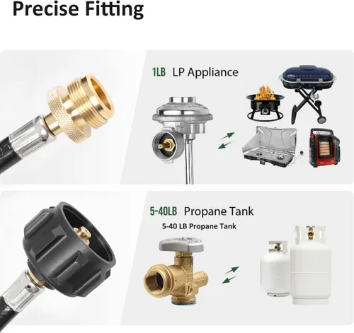 Miniatura 4 de ATKKE Manguera adaptadora de tanque de propano de 1 libra a 20 libras, 6 pies, 1 libra a 20 libras, reemplazo para Weber Q Grill, Coleman Grill