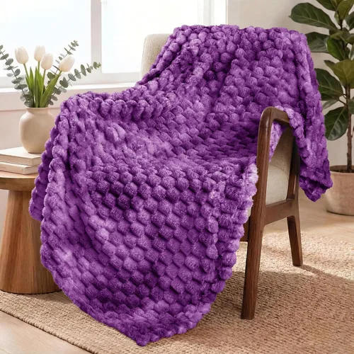 Miniatura 46 de Exclusivo Mezcla - Manta de vellón extragrande, 50 x 70 pulgadas, elegante, tela jacquard suave, mullida, acogedora y ligera, para invierno