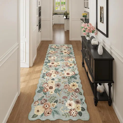 Miniatura 227 de DUKINO Alfombra de área de 6 x 9 pies, alfombra floral para sala de estar, ligera, antideslizante, lavable, alfombra de interior de pelo bajo