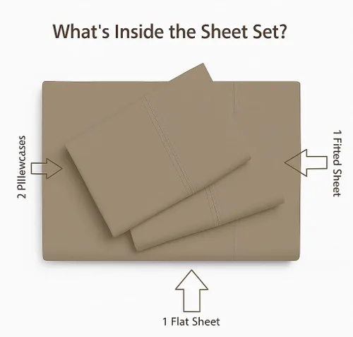 Miniatura 3 de SHERA'S BEDDINGS Juego de sábanas para sofá cama tamaño matrimonial (54 x 72 + 4 pulgadas), 4 piezas de calidad egipcia, 600 hilos, color gris pardo
