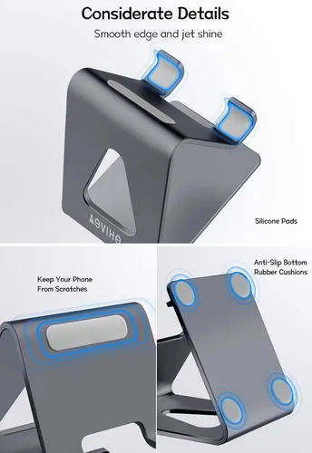 Miniatura 3 de Aoviho Soporte para teléfono celular de escritorio - Soporte para teléfono móvil de aluminio compatible con iPhone 15 14 13 12 pro 11 X Xs max 8 7 6