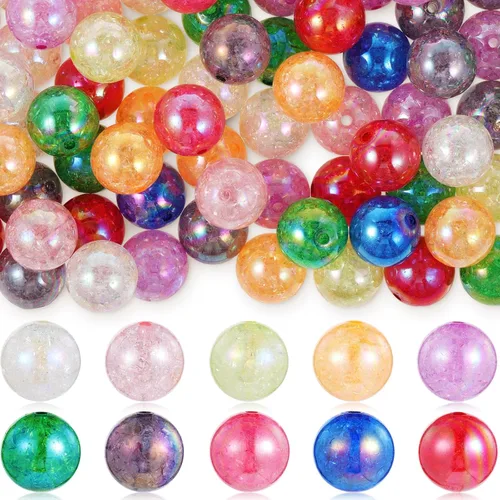 Huquary 170 cuentas redondas de goma de mascar de 0.787 pulgadas (0.787 in), cuentas gruesas acrílicas de colores mixtos, cuentas opacas con agujero