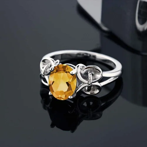 Miniatura 66 de Gem Stone King Anillo de compromiso ovalado con piedra natal para mujer, plata de ley 925, ovalado de 0.354 x 0.276 in, anillo de compromiso