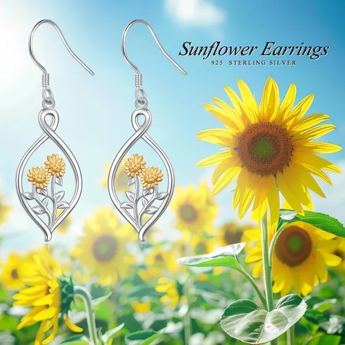 Miniatura 70 de Aretes colgantes de filigrana de plata de ley 925, margarita, loto, flor de rosa, piedra lunar, lágrima para mujer, nudo celta infinito, margarita