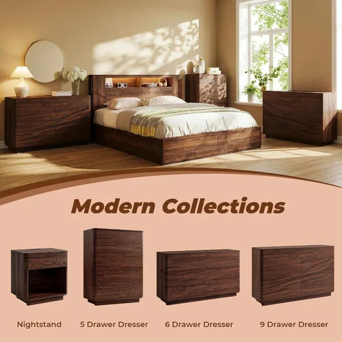 Miniatura 3 de ACCOHOHO Cómoda moderna de 6 cajones para dormitorio, cómoda de madera de 52 pulgadas de ancho con gran almacenamiento, cómoda sin asas, soporte