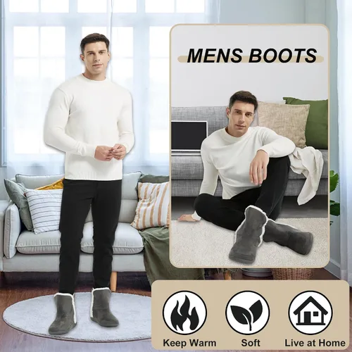 Miniatura 9 de Home Slipper Pantuflas para hombre, suaves y cálidas de espuma viscoelástica para invierno, para interiores