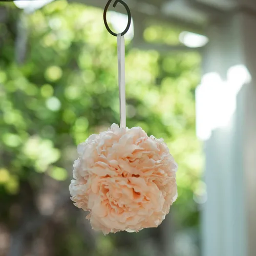 Miniatura 3 de Flora Bunda Flores artificiales Bola de besos de 6.5 pulgadas, peonía de melocotón